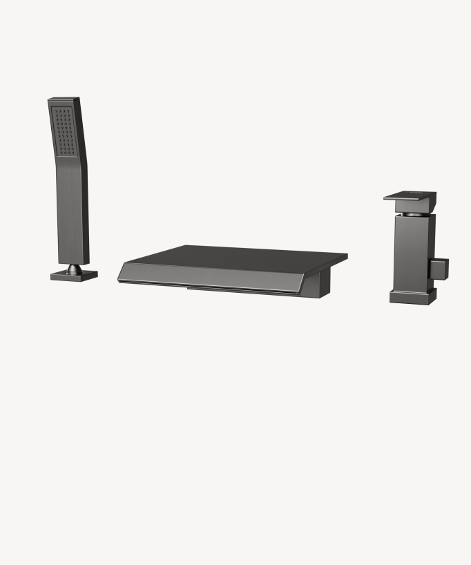 Miscelatore bagno cascata bordo vasca 3 fori Gun metal - Sirius