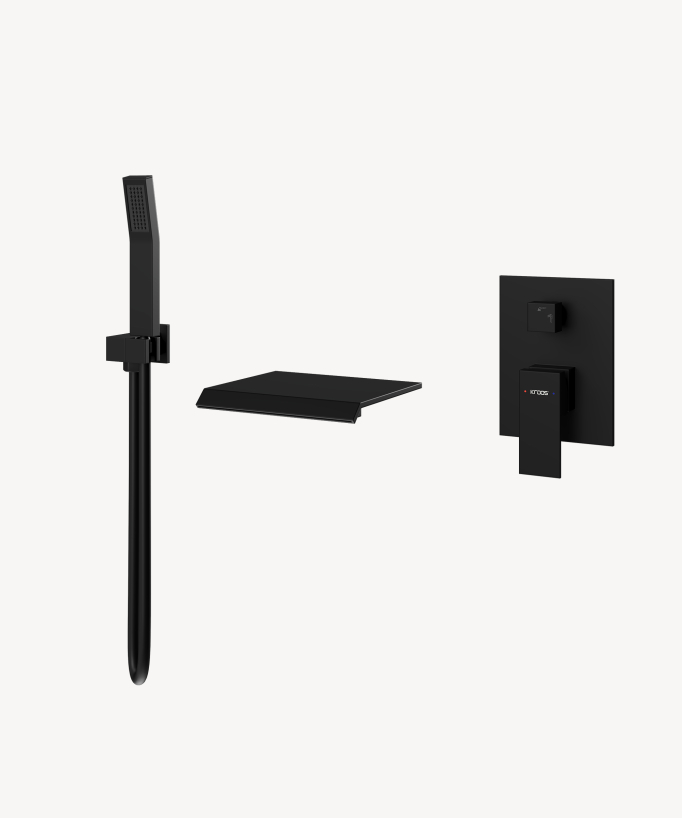 Miscelatore a cascata bagno-doccia ad incasso Nero - Sirius