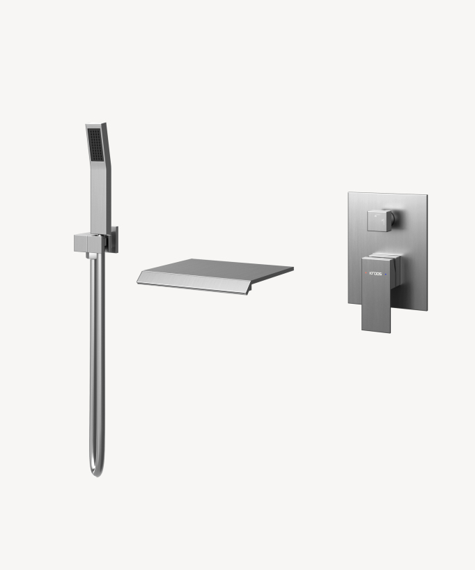 Miscelatore a cascata bagno-doccia ad incasso Nickel spazzolato - Sirius