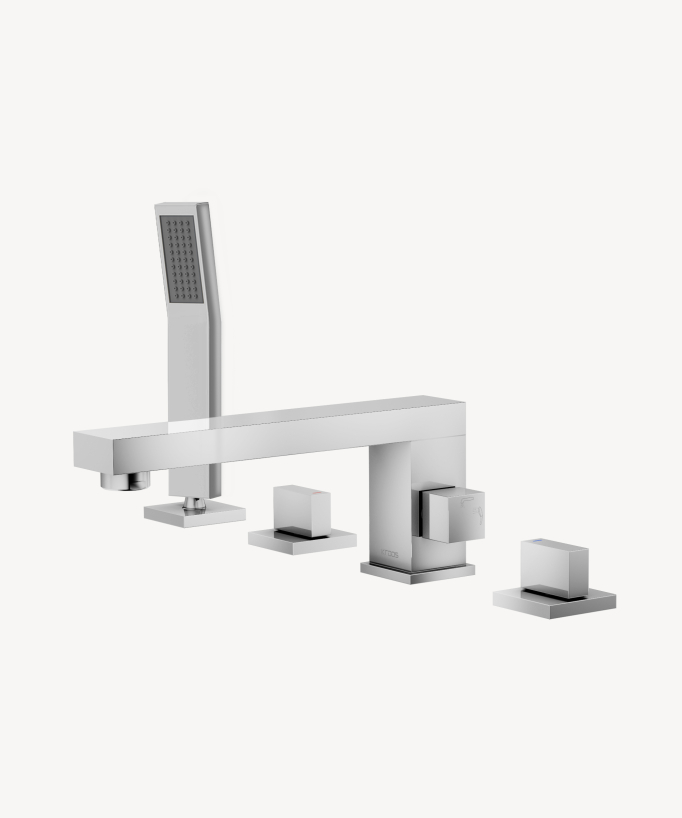 Rubinetto miscelatore per vasca-doccia da appoggio a 4 fori Cromato - Sirius - small