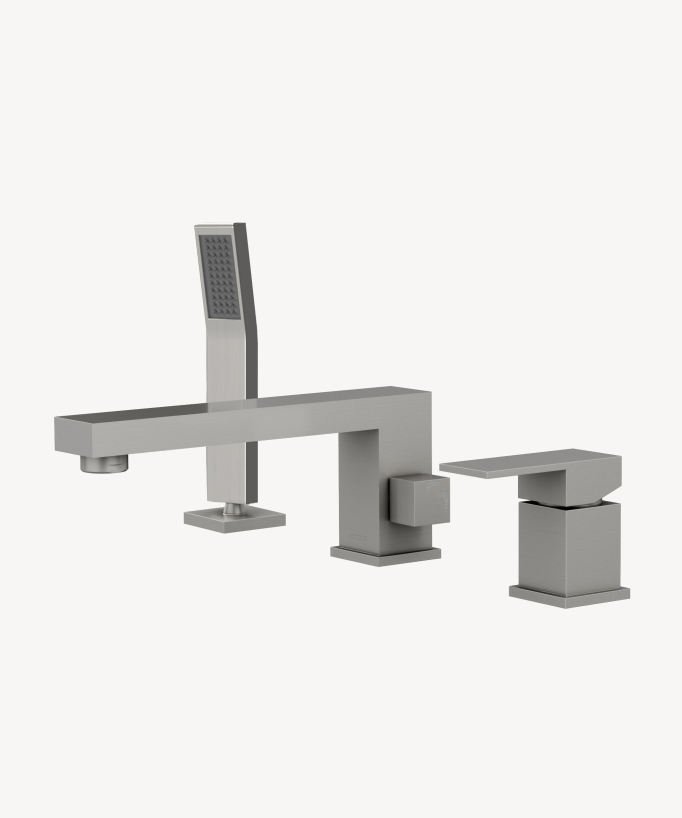 Miscelatore vasca-doccia 3 fori da appoggio nichel spazzolato - Sirius - small