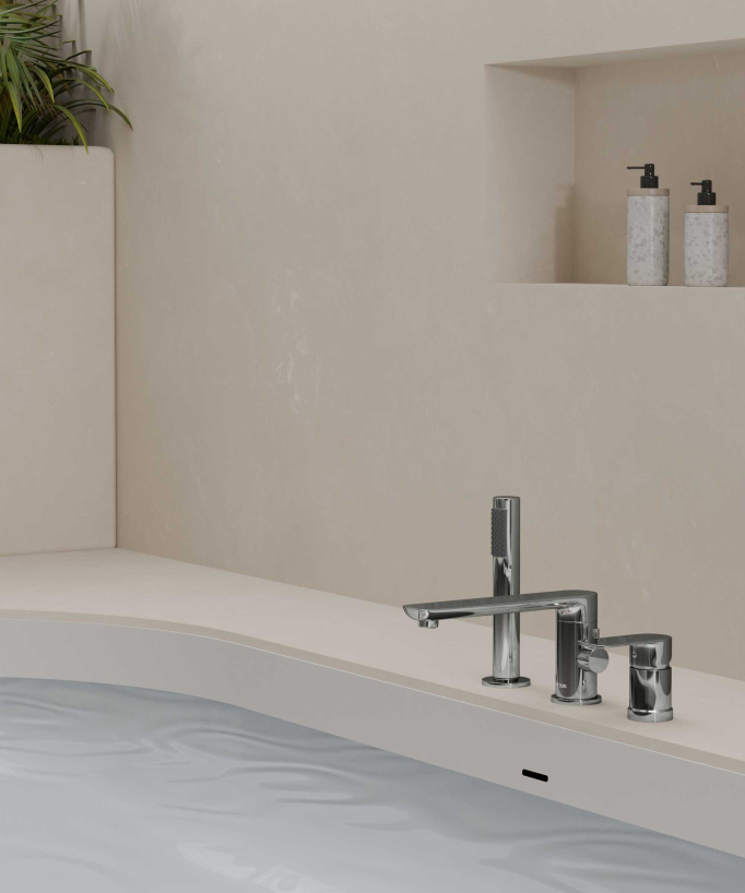 Rubinetto miscelatore per vasca-doccia a 3 fori da appoggio Cromato - Nunki