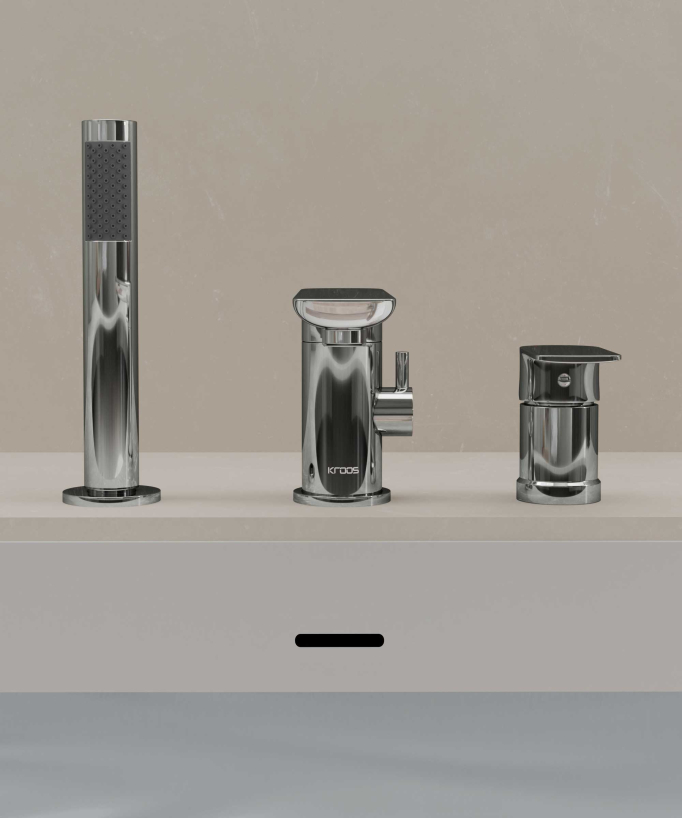 Rubinetto miscelatore per vasca-doccia a 3 fori da appoggio Cromato - Nunki