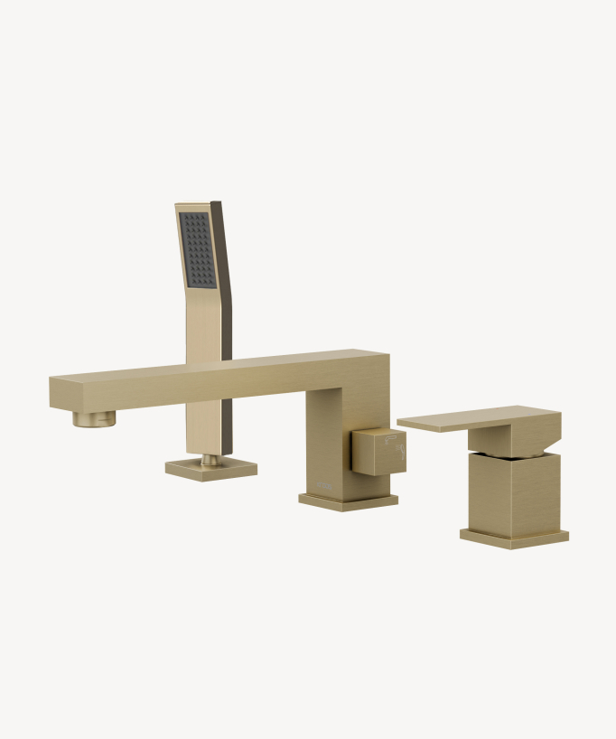 Miscelatore per vasca-doccia a 3 fori da appoggio Dorato spazzolato - Sirius - small