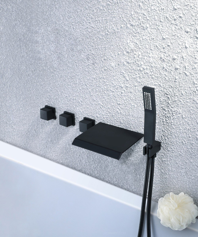 Robinet mélangeur bain-douche à encastré - Noir