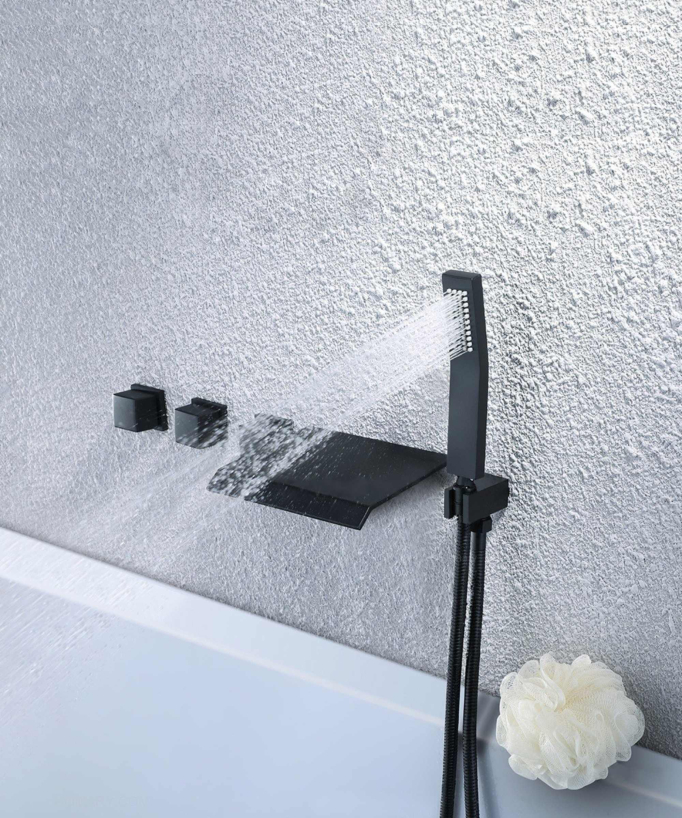 Robinet mélangeur bain-douche à encastré - Noir