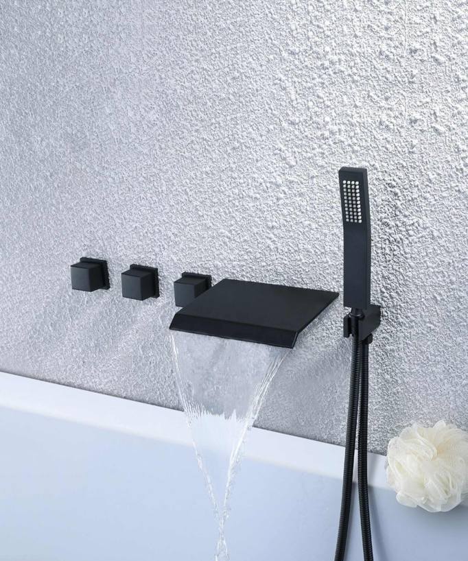 Robinet mélangeur bain-douche à encastré - Noir