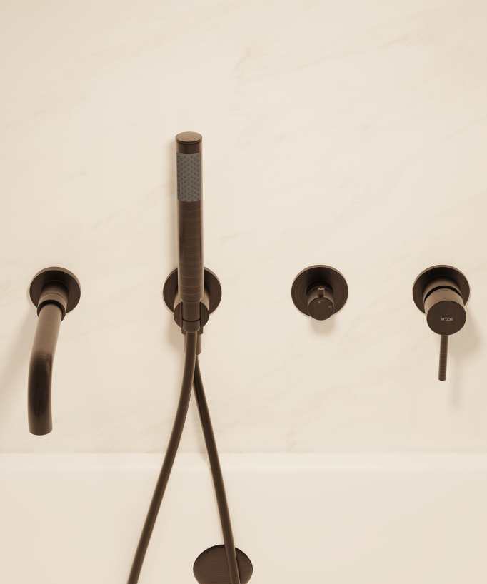 Miscelatore vasca incasso 4 fori Moka spazzolato - Corbeau