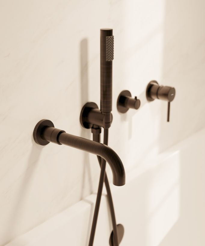 Miscelatore vasca incasso 4 fori Moka spazzolato - Corbeau