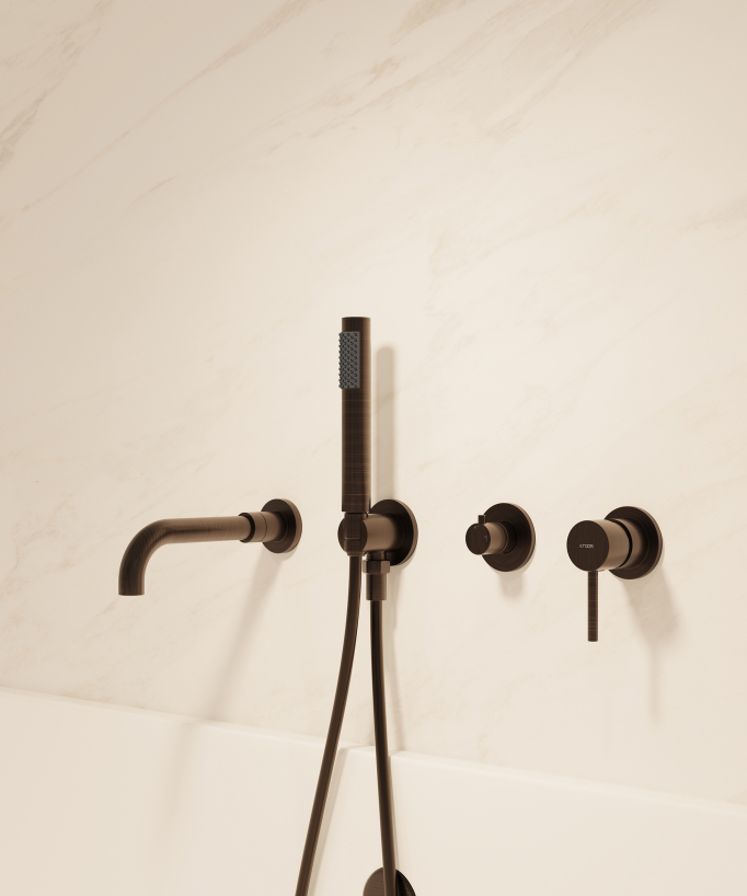 Miscelatore vasca incasso 4 fori Moka spazzolato - Corbeau