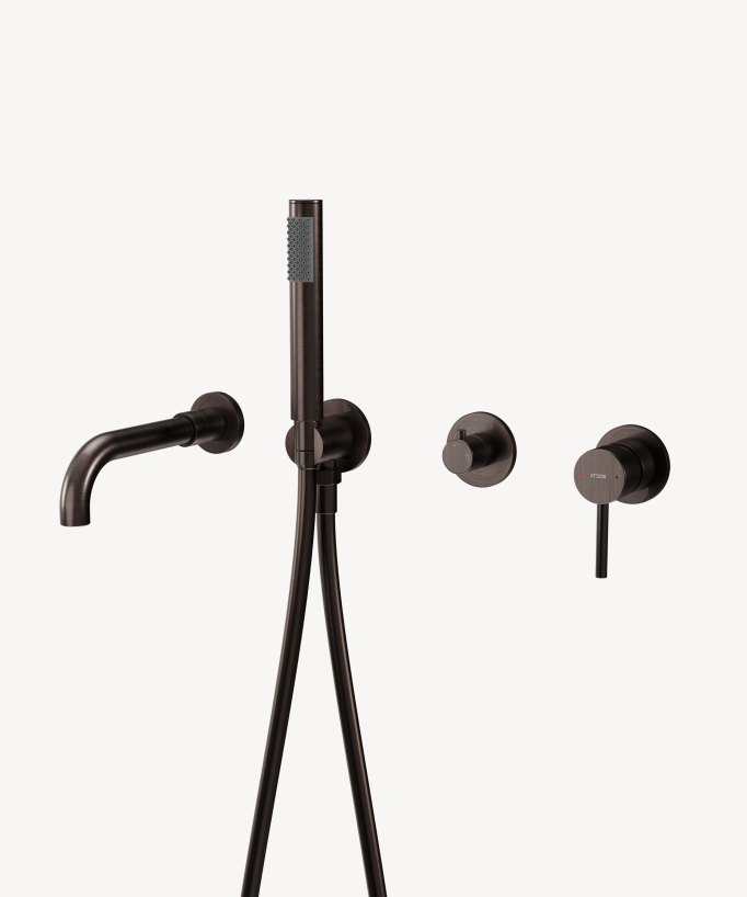 Miscelatore vasca incasso 4 fori Moka spazzolato - Corbeau