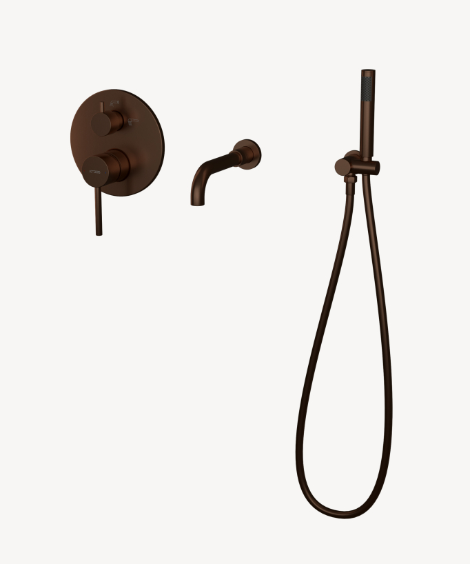 Miscelatore vasca-doccia incasso 3 fori Moka spazzolato - Corbeau