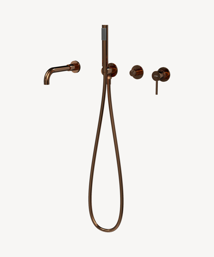 Miscelatore per vasca da incasso a 4 fori Oro rosa - Corbeau - small