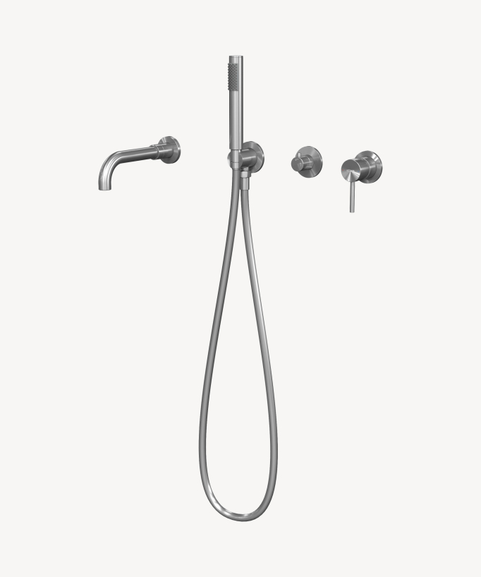 Miscelatore vasca da incasso 4 fori nichel spazzolato - Corbeau - small