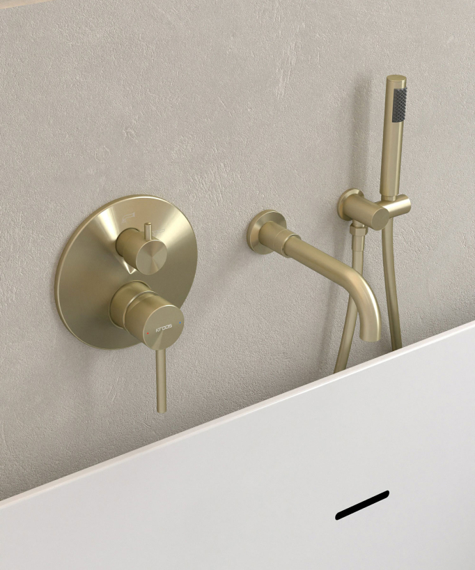 Rubinetto miscelatore per vasca da incasso Dorato spazzolato - Corbeau