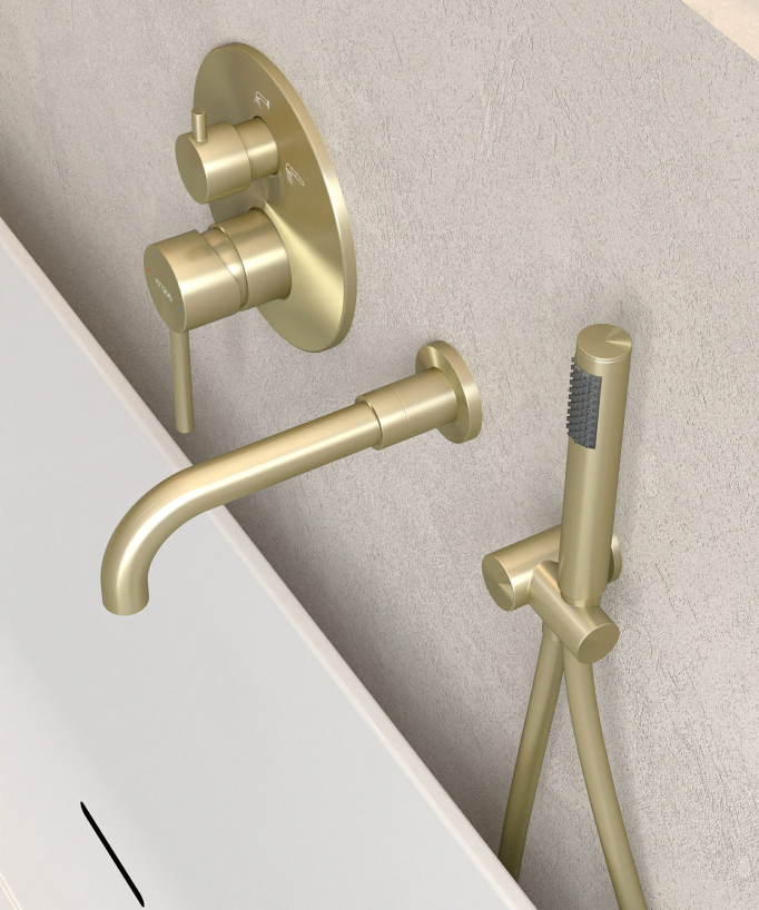 Rubinetto miscelatore per vasca da incasso Dorato spazzolato - Corbeau