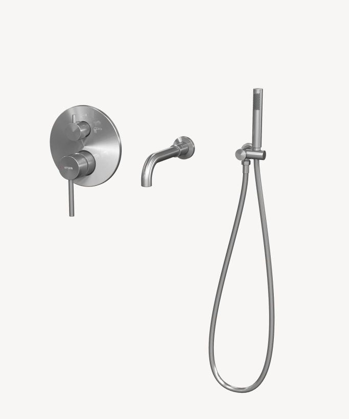 Rubinetto miscelatore vasca da incasso nichel spazzolato - Corbeau - small