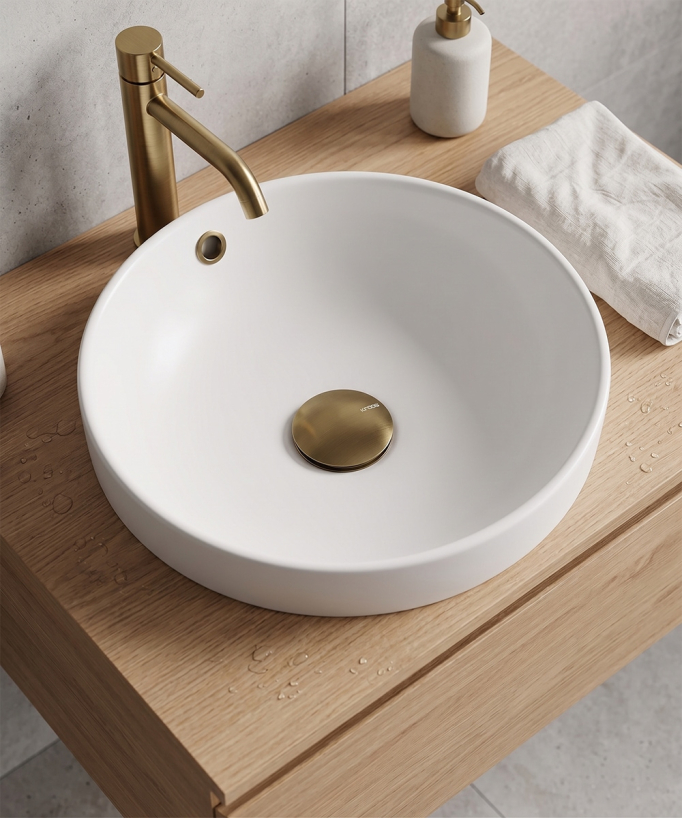 Piletta di scarico clic-clac per lavabo in bronzo senza troppo pieno