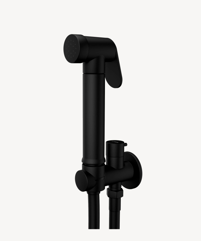 Kit doccetta WC da parete rotonda - Nero - small