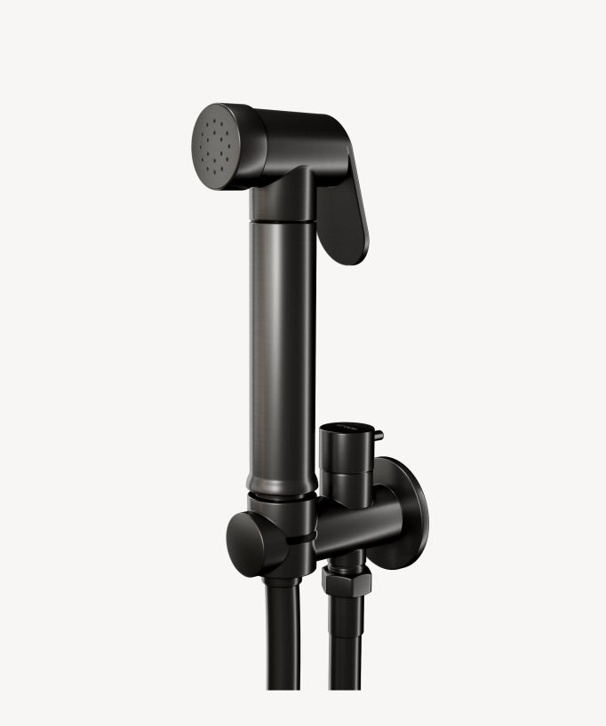 Kit doccetta WC da parete rotonda - Gunmetal