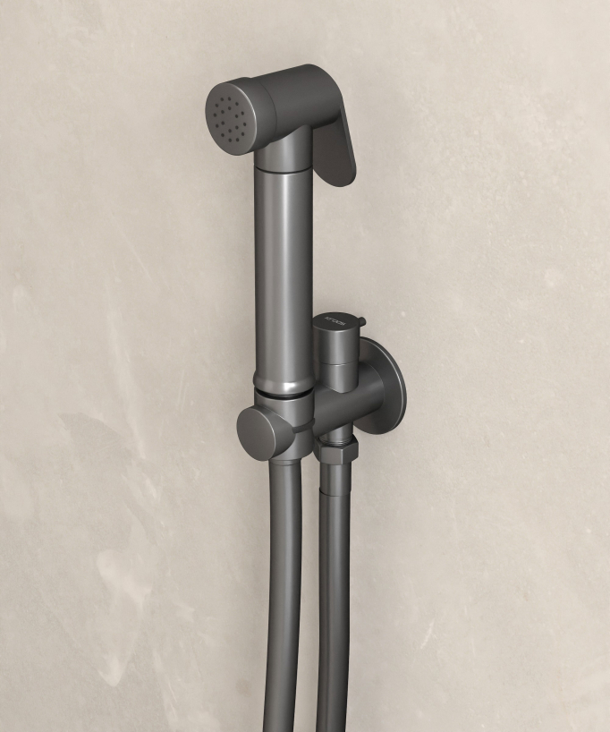 Kit doccia tondo per WC a parete - Metallo canna di fucile