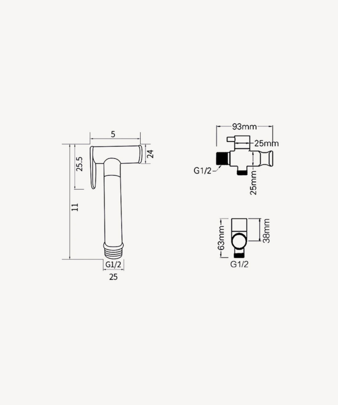 Kit doccetta WC da parete rotonda