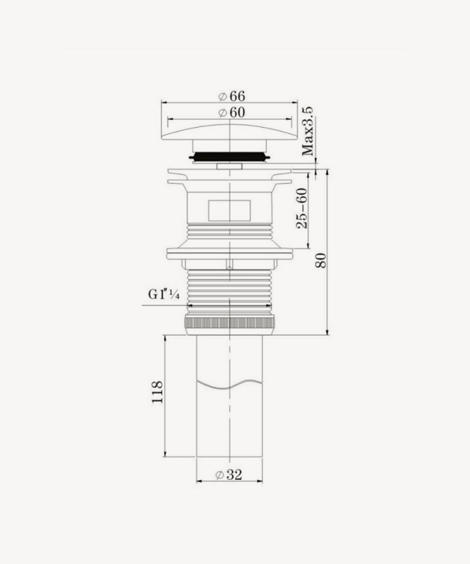 Piletta lavabo con troppo pieno - Gunmetal