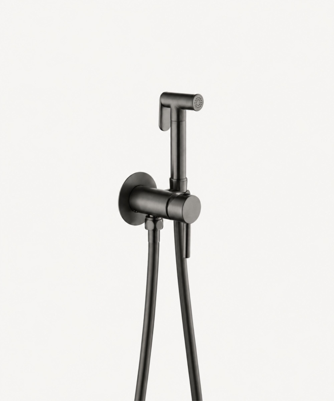 Miscelatore doccetta wc tondo da incasso Gun metal - Corbeau