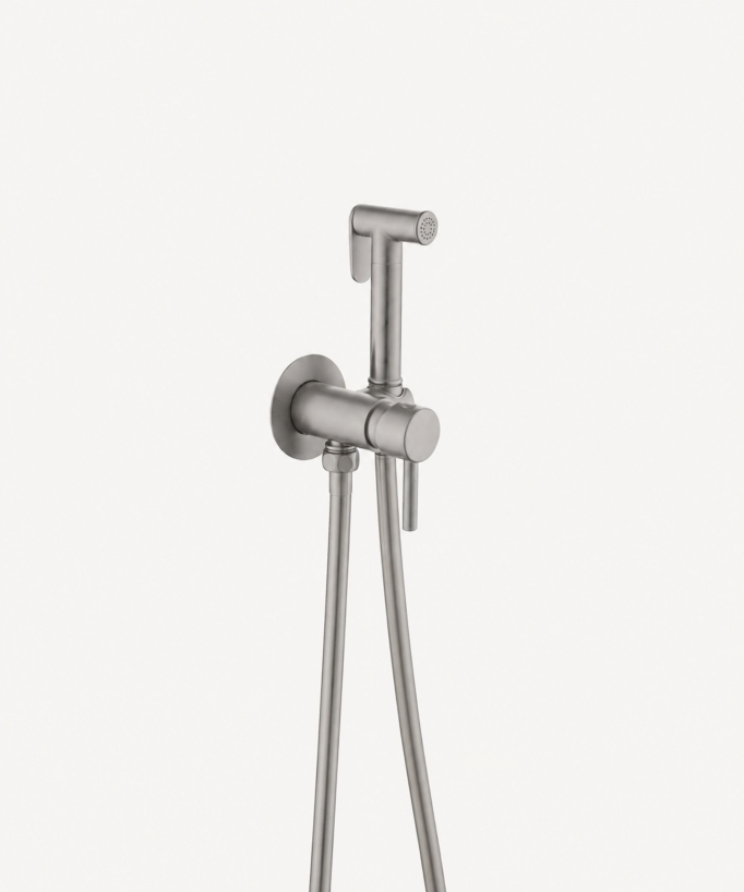 Miscelatore doccetta wc tondo da incasso Nickel spazzolato - Corbeau