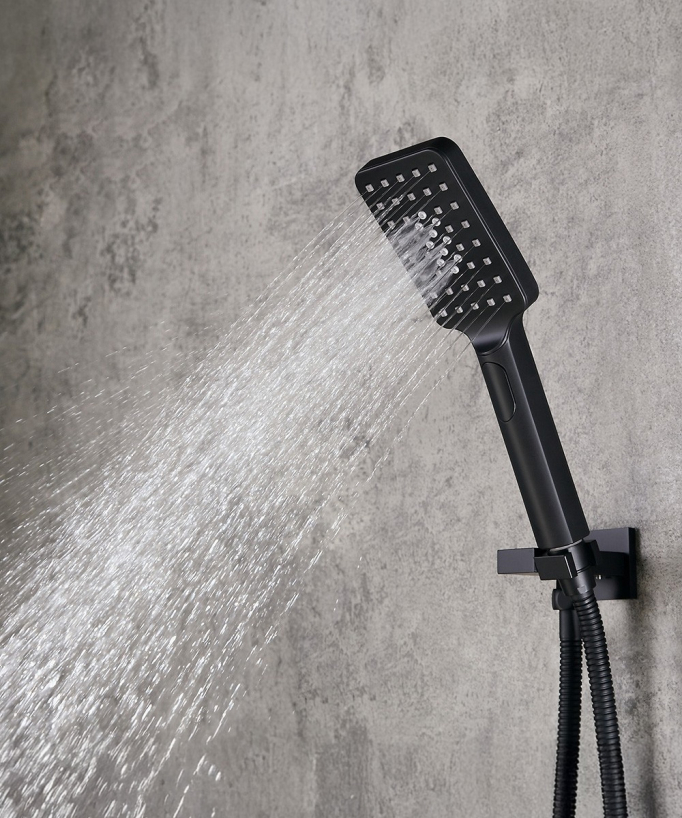 Doccetta a mano rettangolare a due getti - Nero