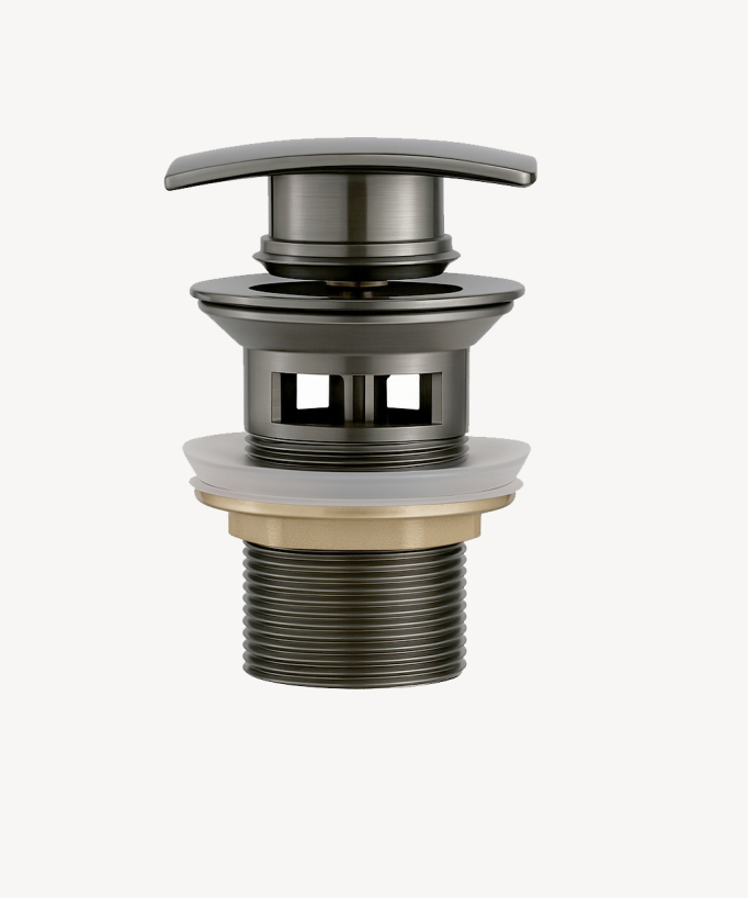 Piletta lavabo quadrata con troppopieno - Gun metal