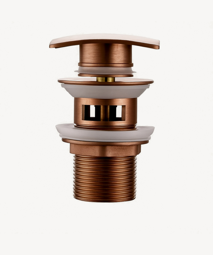Piletta lavabo quadrata con troppopieno - Oro rosa spazzolato