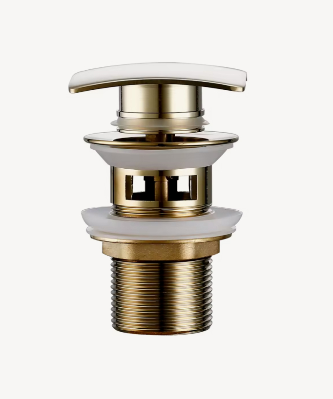 Piletta lavabo clic-clac quadrata Con troppopieno - Champagne
