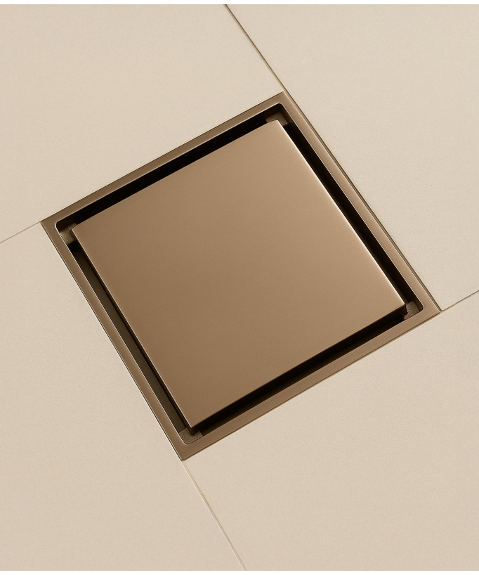 Sifone da pavimento quadrato - Bronzo