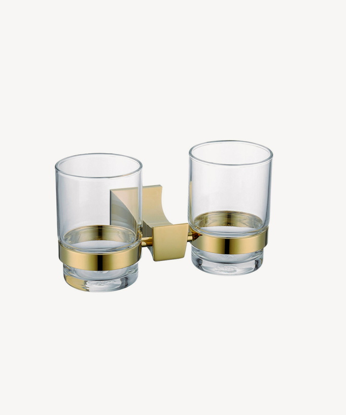 Porta doppio bicchiere da parete Dorato - Chloe - small