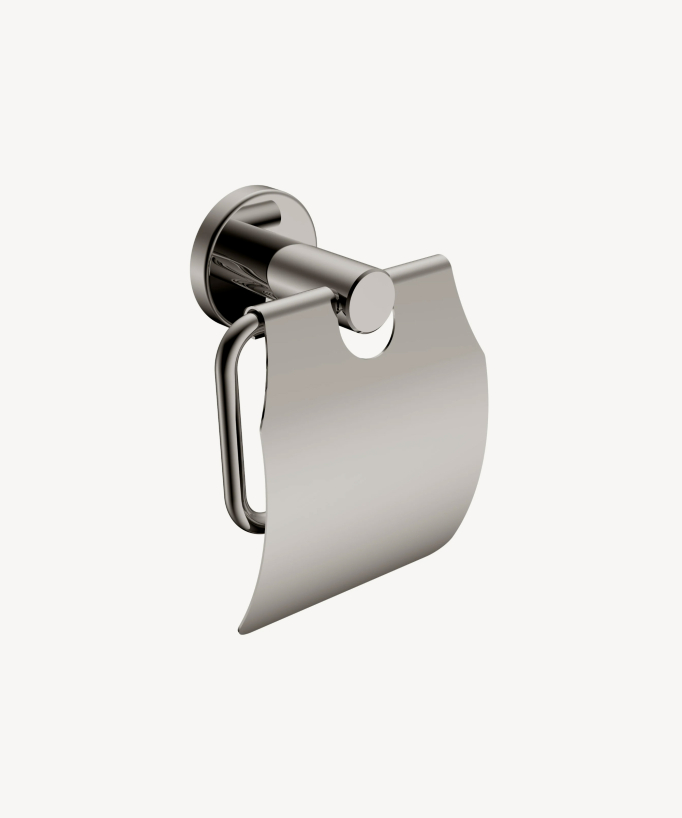 Porta rotolo con coperchio Nickel spazzolato - Corbeau - small