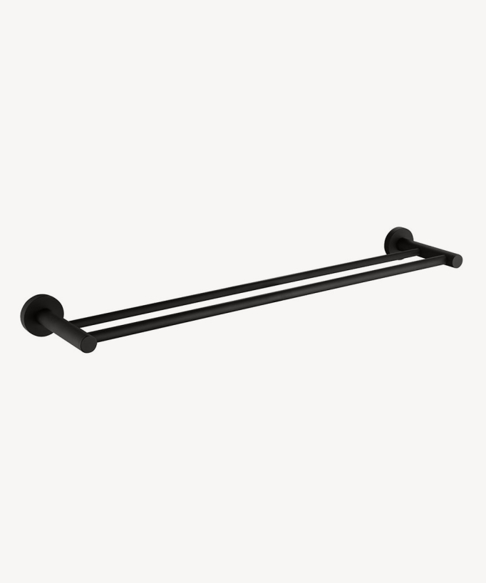 Porta asciugamani a parete doppia barra Nero - Corbeau - small
