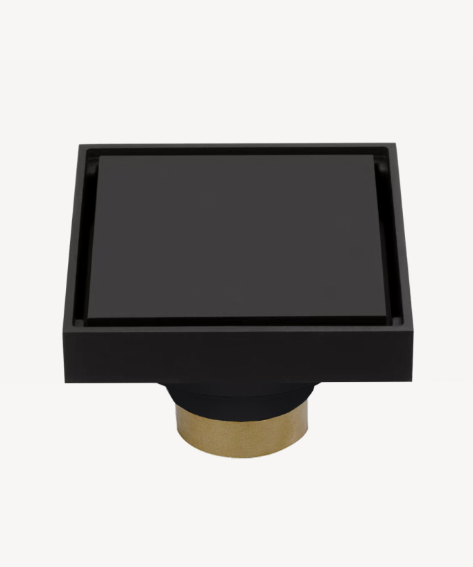 Sifone a pavimento quadrato - Nero - small