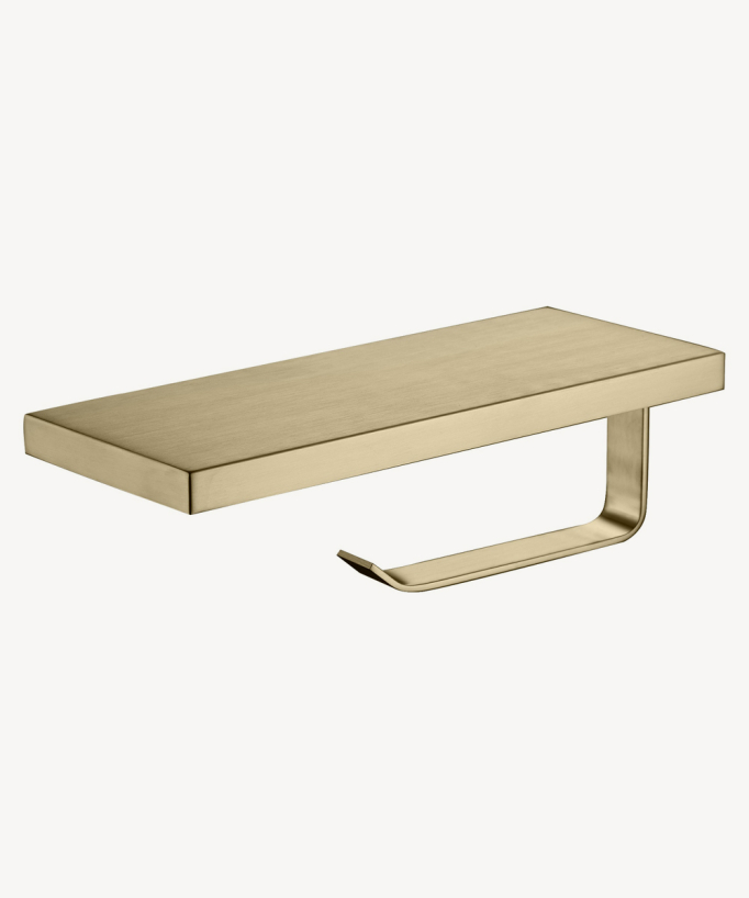 Porta rotolo WC con supporto smartphone Dorato spazzolato - Sirius - small