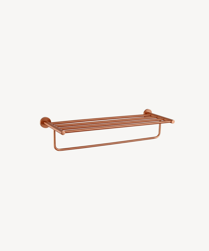 Portasalviette a muro con ripiano Oro rosa spazzolato - Corbeau - small