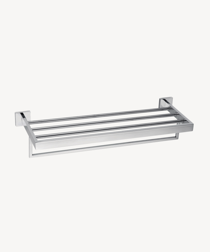 Rack porte serviettes chromé avec barres, fixation murale