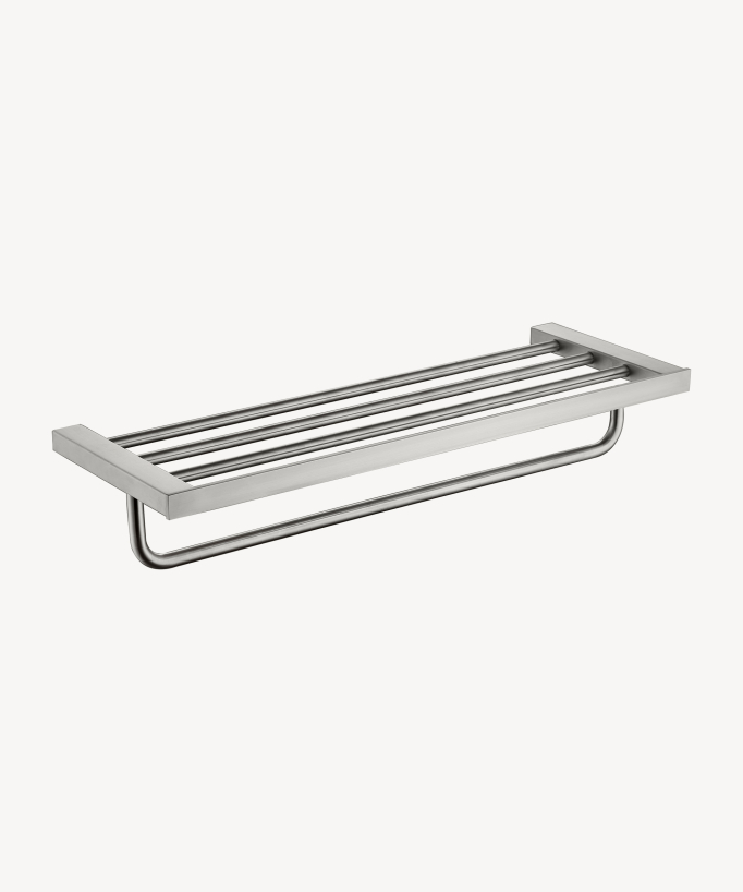 Portasalviette a muro con ripiano Nickel spazzolato - Sirius - small