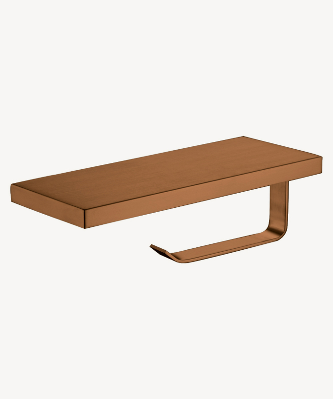 Portarotolo WC con supporto telefono Oro rosa spazzolato - Sirius - small