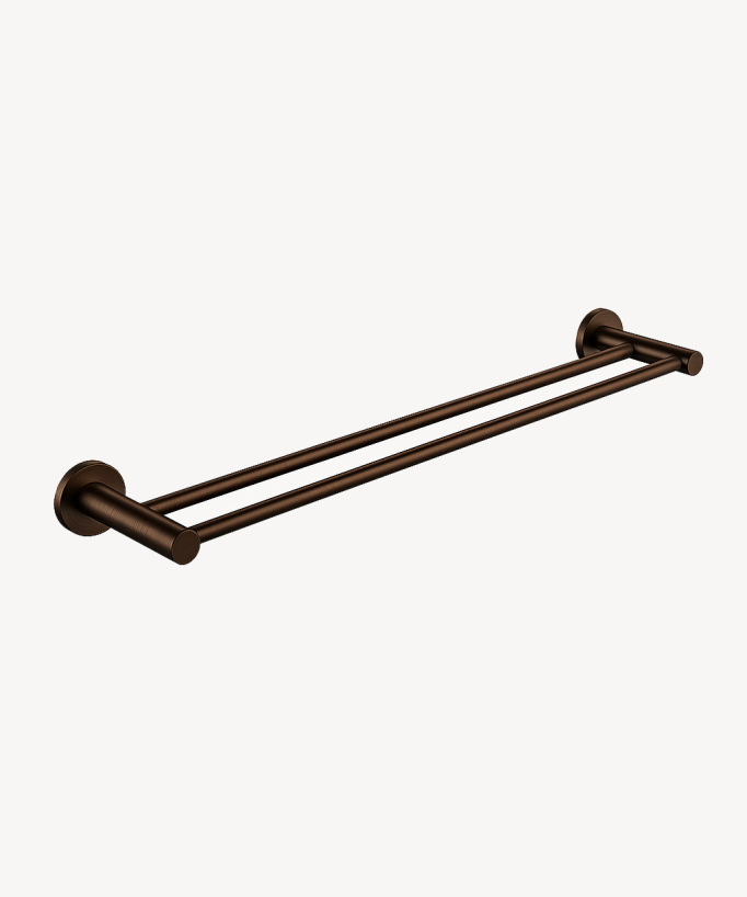 Porta asciugamani da parete doppio barra moka spazzolato - Corbeau