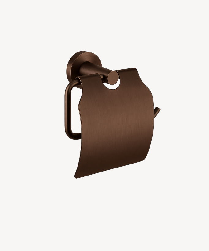 Porta rotolo con coperchio moka spazzolato - Corbeau