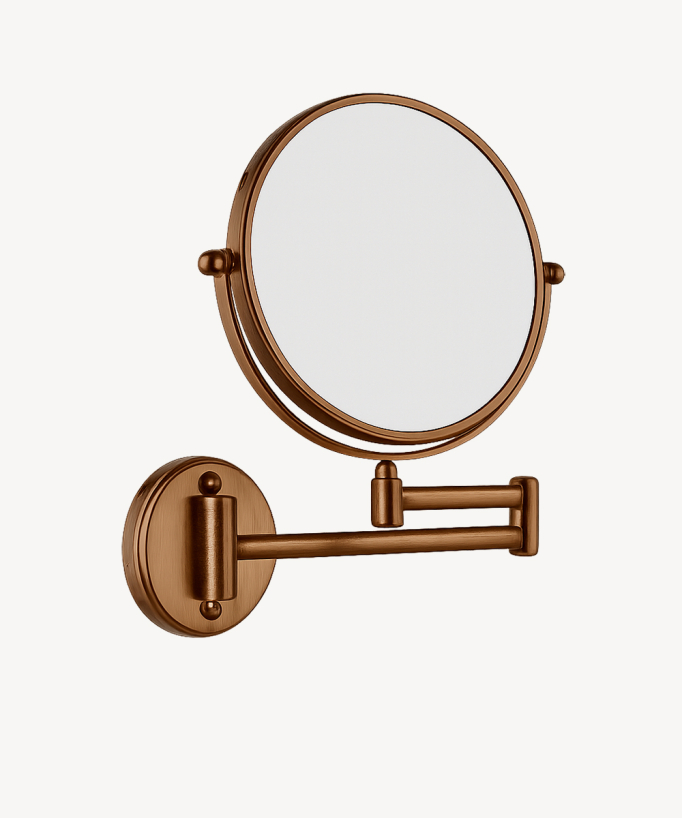 Specchio ingranditore rotondo - Oro rosa spazzolato - small