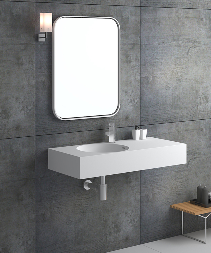 Lavabo rettangolare sospeso Bianco opaco - Uele