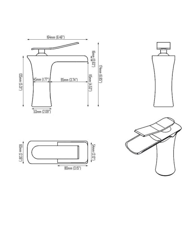 Miscelatore lavabo a cascata cromato