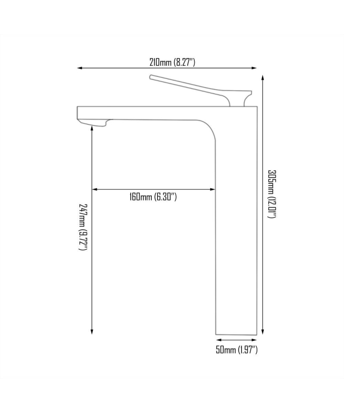 Rubinetto lavabo nero opaco monoforo stile minimal