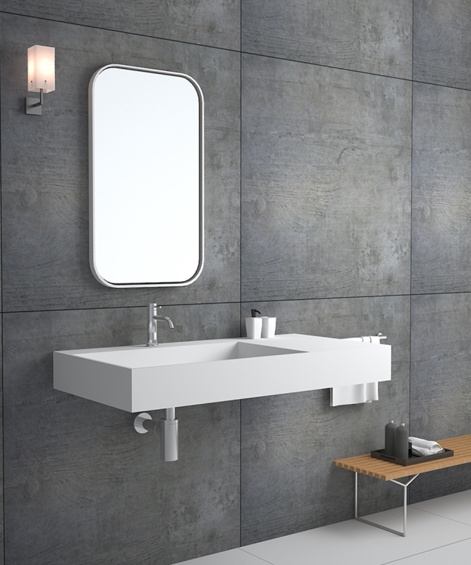 Lavabo rettangolare sospeso Bianco opaco - Bumba